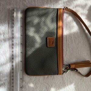 Dooney & Bourke Pebbled Leather Wristlet in Gray and Tan